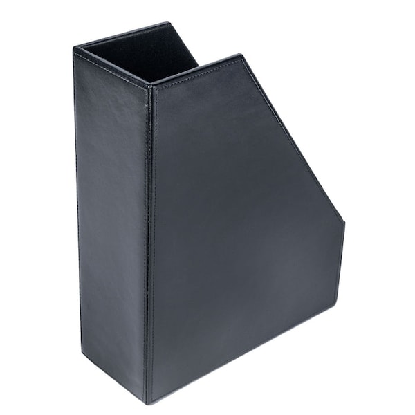 Black Bonded Leather Magazine Rack